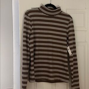 Maeve Brown and White Striped Long Sleeve Top